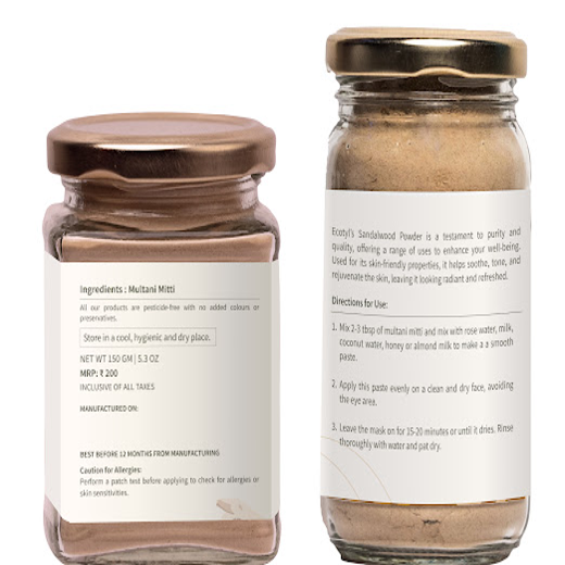 Ecotyl Face Pack Combo - Sandalwood Powder and Multani Mitti | Duo for Skin Brightening and Glow | 100g + 150g - Image 2