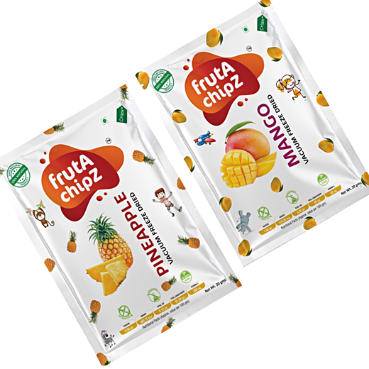 frutA chipZ Freeze Dried Pineapple 20 Gms/ Banana 30 Gms/ JackFruit 20 Gms/ Fruit Mango 20Gms | 100% Natural | Healthy Fruit Chips | Ready to Eat | Crunchy | - Image 2