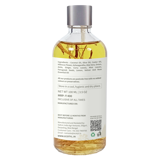 Ecotyl Ayurvedic Hair Oil | Infused with 10+ Herbs | For Hair Fall Control & Hair Growth | 100ml - Image 4