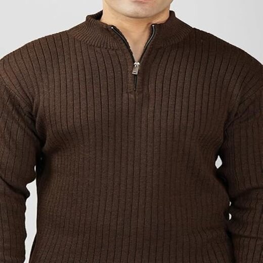 LOQUE Men’s Wool Blend Selection Sweater Half Zip High Neck Pullover Warm Casual Winter Wear for Office and Travel - Image 2