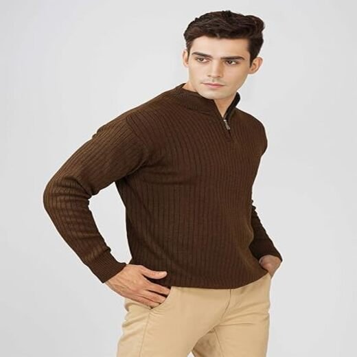 LOQUE Men’s Wool Blend Selection Sweater Half Zip High Neck Pullover Warm Casual Winter Wear for Office and Travel - Image 4