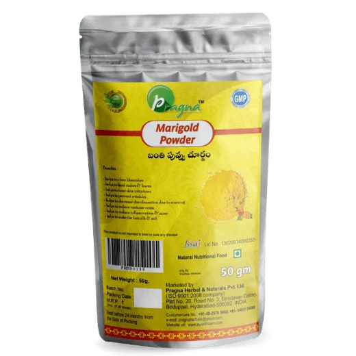 Pragna Marigold powder is 100% pure and natural. . Marigold has been discovered to encourage the creation of healthy new tissue, enhance blood flow to the affected area, boost collagen production - Image 2
