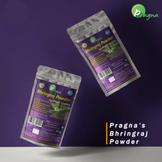 Pragna Bringraj powder is 100% pure and natural.Bhringraj powder is very beneficial to prevent hair fall due to its Keshya (hair growth enhancer) property. - Image 2