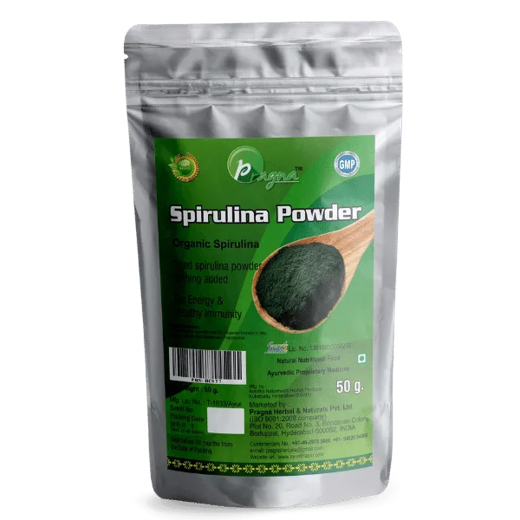 Pragna Spirulina Powder is 100% pure and natural. It helps in the management of iron and haemoglobin levels in the body.