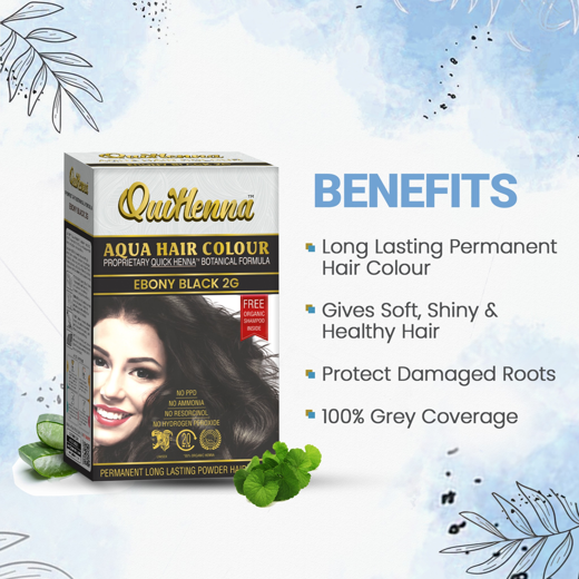 Organic Aqua Powder Hair colour- 2G Ebony Black - Image 2