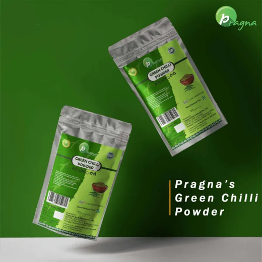 Pragna Green Chilli powder is 100% pure and natural. Green chillies include beta-carotene, which helps in the correct functioning of your heart and lungs. - Image 4