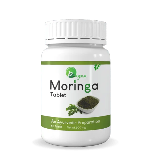 Pragna’s Moringa tablets are created from powdered organic moringa leaves. Moringa contains protein, which means it is helpful in protecting skin cells from damage.