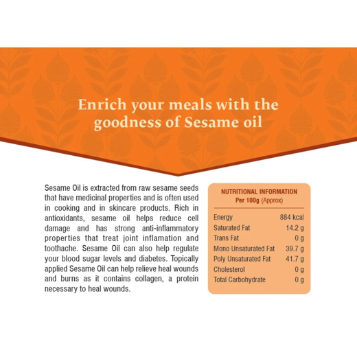 Pragati Natural (Gingelly) Sesame oil 1L (cold pressed) - Image 4