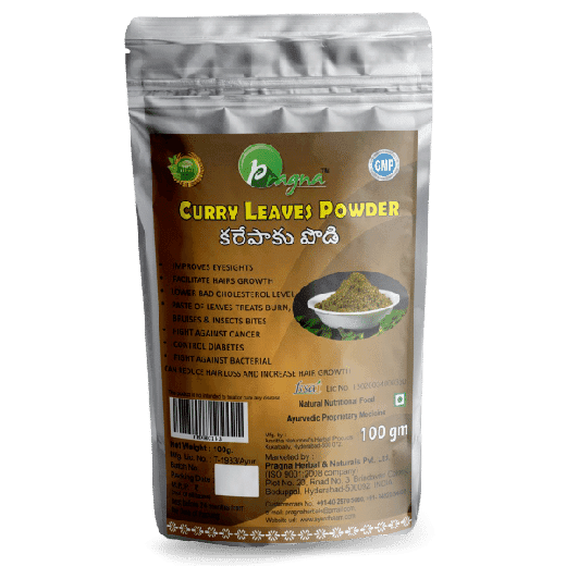 Pragna Curry Leaves powder is 100% pure and natural.It can help in treating dysentery, constipation and diarrhea