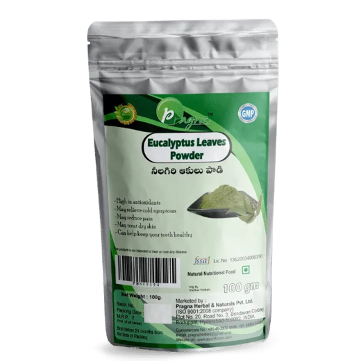 Pragna Eucalyptus Leaves powder is 100% pure and natural. It helps in the treatment of colds and lung issues. - Image 4