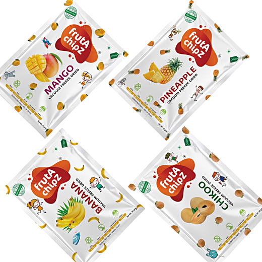 frutA chipZ Freeze Dried Chikoo 20 Gms Fruit Mango 20 Gms/ Banana 30 Gms/ Pineapple 20Gms| 100% Natural | Healthy Fruit Chips | Ready to Eat | Crunchy |