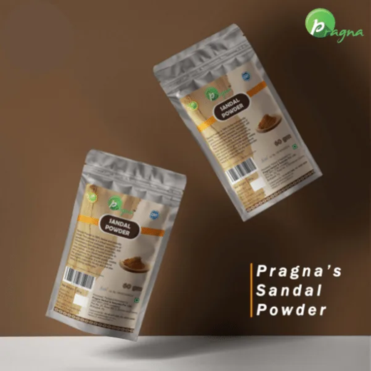 Pragna Sandal Powder is 100% pure and natural. It works as an anti-tanning agent. It can protect your skin from the sting of prickly heat. - Image 4