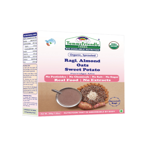 Organic Sprouted Ragi, Almond, Oats, Sweet Potato Porridge Mix - Image 3