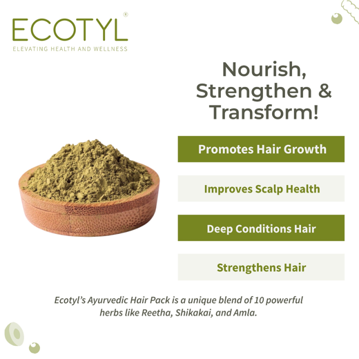 Ecotyl Ayurvedic Hair Pack | For Hair Conditioning & Strengthening | Blend of 10+ Herbs | 100g - Image 2