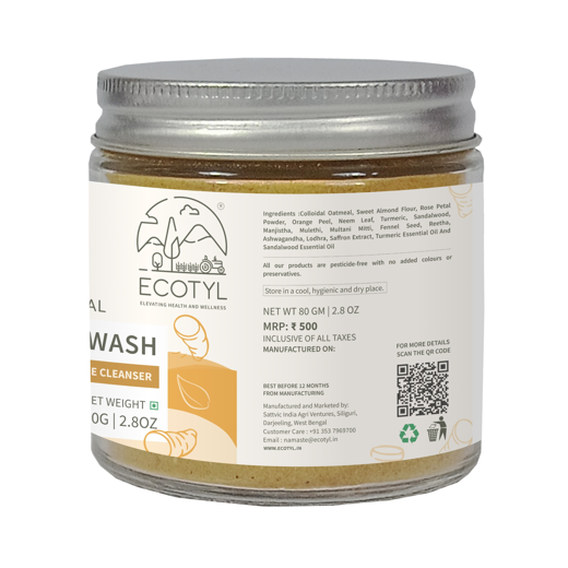 Ecotyl Ubtan Face Wash Powder | 100% Natural Gentle Cleanser | 80g - Image 3