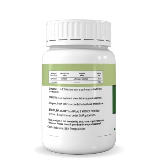 Pragna’s natural spirulina tablets contain chlorophyll, which helps in detoxifying skin, and management of dark circles. - Image 2