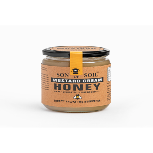Mustard Cream Raw Honey | Pure Unpasteurized and Unprocessed Wild Honey Direct from the Beekeepers | Natural Mustard Honey | No Added Sugar -  (Glass Jar) - Image 2