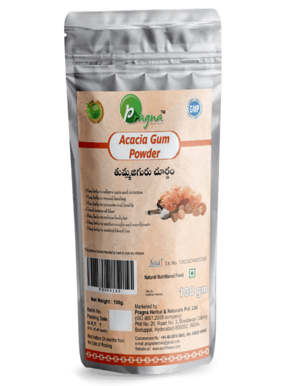 Pragna’s Acacia Gum Powder helps in the relief of coughs and sore throats, as well as weight loss, skin irritation, and wound healing. - Image 3