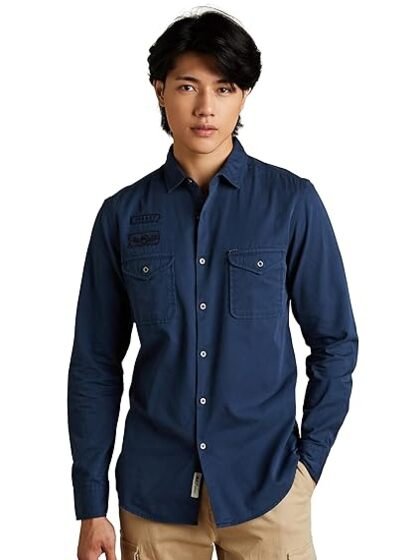 Medusaa Fashion - INKAST Men's Solid Double Pocket Cotton Shirt | Casual | Plain | Full Sleeve-Slim Fit