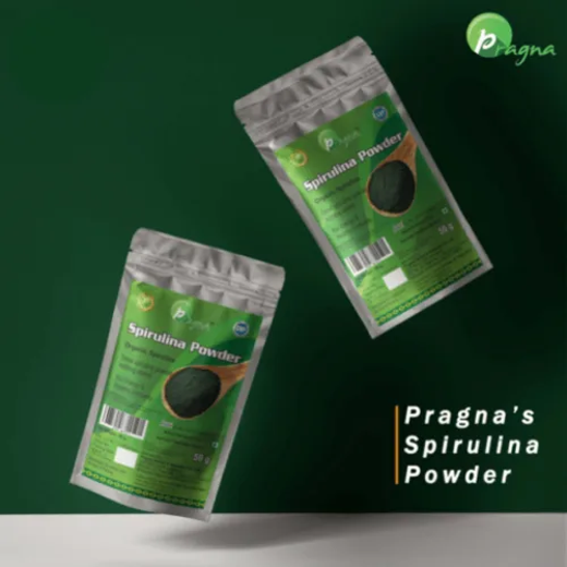 Pragna Spirulina Powder is 100% pure and natural. It helps in the management of iron and haemoglobin levels in the body. - Image 2