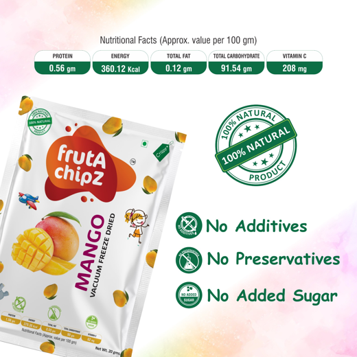 frutA chipZ Freeze Dried Fruit Mango 20 Gms/ JackFruit 20 Gms/ Chikoo 20 Gms  | 100% Natural | Healthy Fruit Chips| Ready to EAT | Crunchy | - Image 4