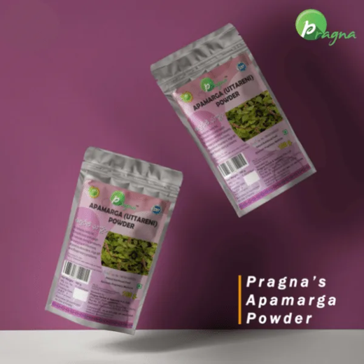 Pragna’s  Apamarga Powder (Uttareni) treats high blood pressure and skin infections, as well as cough and cold and dental difficulties. - Image 2