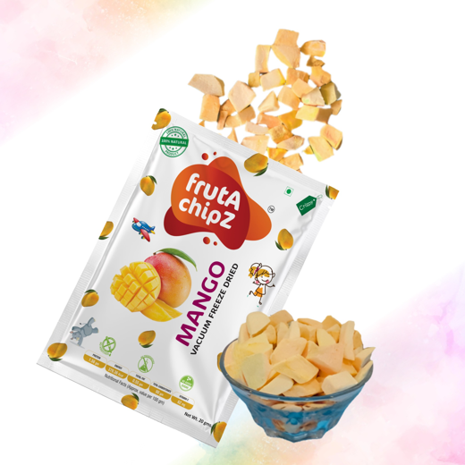 frutA chipZ Dried MANGO for Kids and Adults | 100% Natural | Healthy Mango Fruit Chips | Vacuum Freeze-Dried Fruit Slices | Pack of 5| 100 Gms | Ready to Eat | Crunchy - Image 2