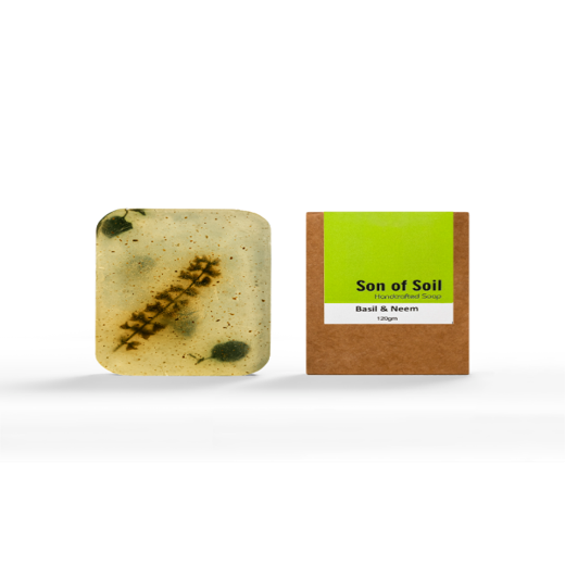 Handmade Soap with Neem and Basil for Glowing Skin and Anti Pimple and Acne| Natural Anti Bacterial Soap| No Colours| No Parabens 120gm each (Pack of 5) - Image 2