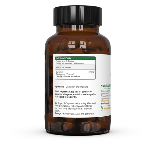 Dr.Patkar’s Curcumin Capsules with Bioperine | 95% Curcuminoids Supplements For Better Absorption | Good For Skin & Joint pains | Immunity Booster |Anti-Inflammatory | 60 Vegetarian Capsules - Image 2