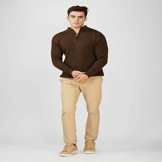 LOQUE Men’s Wool Blend Selection Sweater Half Zip High Neck Pullover Warm Casual Winter Wear for Office and Travel - Image 3