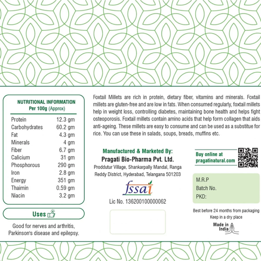 Pragati Natural Foxtail millets (korralu)  1 kg - Image 2