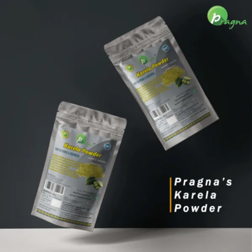 Pragna Karela Powder is 100% pure and natural. It is useful in treating various skin infections like ringworm, psoriasis, and itching. Karela juice adds lustre to the hair and combats dandruff, hair loss, and split-ends. - Image 2