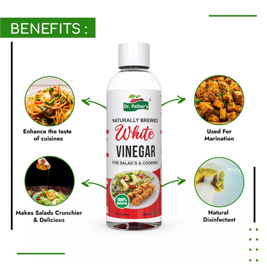 Dr. Patkras 100% Natural Brewed White Vinegar for Salad Cooking | Cleaning Purpose | Flavoursome & Nutritious 200 ml - Image 3