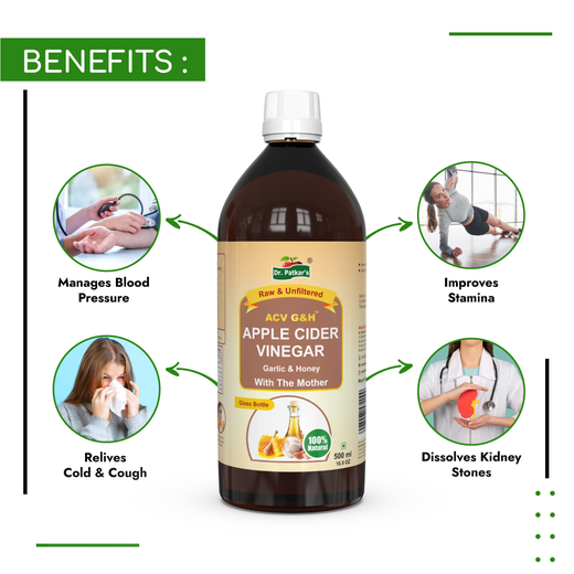 Dr. Patkar's Apple Cider Vinegar with Garlic & Honey 500ml | Unfiltered & Undiluted | Suitable for BP management and lowers bad cholesterol, Immunity (With Mother) 500ML - Image 3