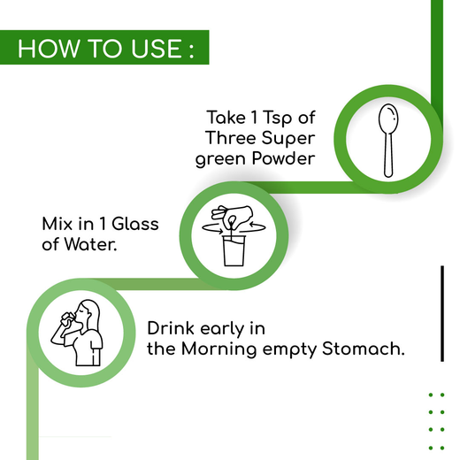 Dr. Patkars Three Super Greens Mixture of Natural Ingredients Spirulina Powder, Moringa Powder, and Wheatgrass Powder 100gm - Image 4
