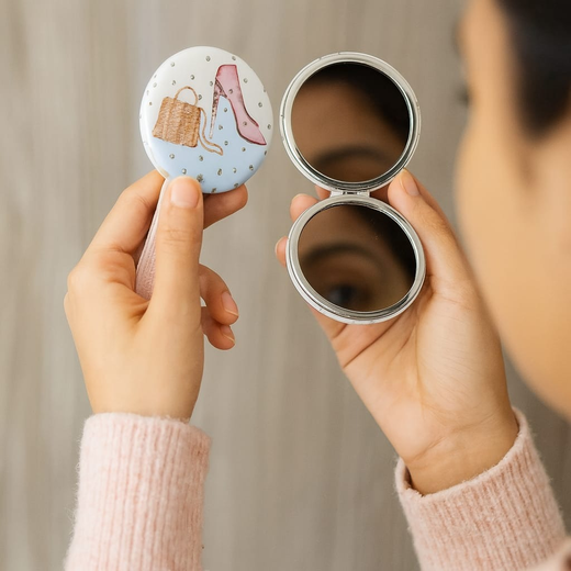 Circle Frame Pocket Mirror – Compact & Stylish - Image 2
