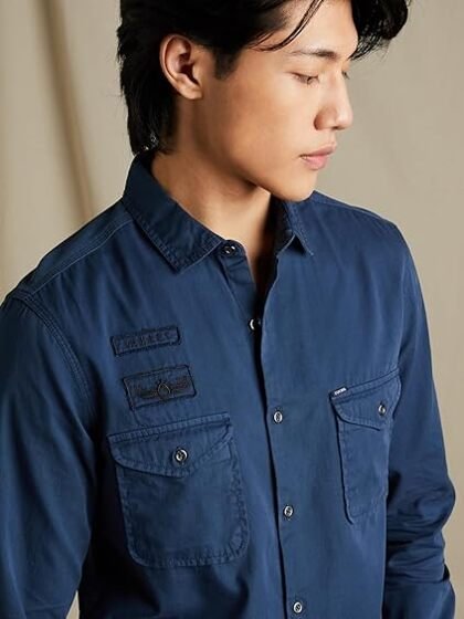 Medusaa Fashion - INKAST Men's Solid Double Pocket Cotton Shirt | Casual | Plain | Full Sleeve-Slim Fit - Image 3