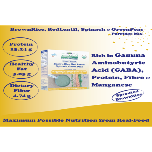 Sprouted Brown Rice, Red Lentil, Spinach, Green Peas Porridge Mix - Image 4